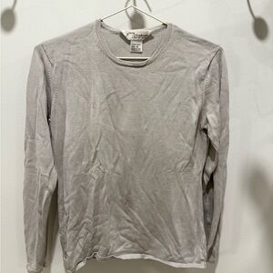 Norm Thompson Light Gray Long Sleeve Crewneck Knit Shirt